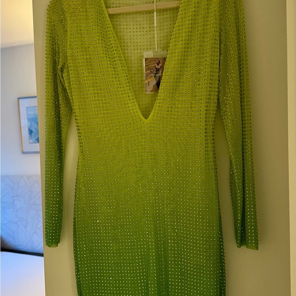 Self-Portrait Lime Green Long Sleeve Dress - Picture 1 of 4